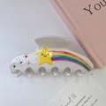 Pinza per capelli a stella bianca con motivo arcobaleno e strass colorati brillanti - Bianco