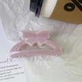Pince à cheveux nceud rose pâle étincelante en résine avec revêtement de paillettes - Rose
