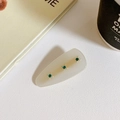 Creamy acetate teardrop hair claw with three green rhinestones and gold accents - Side Clips / Metallic Green