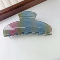 Sparkly rainbow gradient claw clip with pink and blue glitter finish for hair - Blue