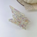 Elegant butterfly hair claw clip with colorful floral acetate marbling in purple and beige - Floral Purple