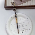 Pic à cheveux en acétate écaille de tortue avec papillon et perle ronde élégante - 8# Léopard Clair 18cm