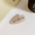 Elegant teardrop hair clip in creamy white resin with three purple rhinestones - Side Clips / Gradient Purple