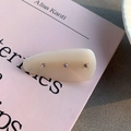 Creamy beige acetate teardrop hair clip with three inlaid rhinestones for women - Side Clips / Jelly White
