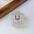 Molla per capelli a stella in acetato con strass e faccina in bianco crema - Bianco Spazzolato
