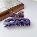 Elegante molletta per capelli a fiocco in acetato marmorizzato viola per donna - Blu Floreale