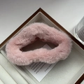Roze pluche haarelastiekje van imitatie konijnenbont voor dames, zacht groot haarstukje - 11,5 x 6 cm / Roze