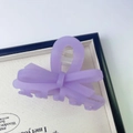 Elegant purple matte ribbon bow hair claw clip with handmade design for stylish hair styling - Purple