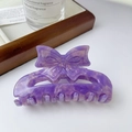 Elegant purple marble bow hair claw clip made of premium acetate for thick hair - Purple