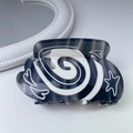Sweet black and white marble hair claw clip with silver heart and star patterns - Black