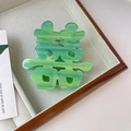 Green gradient acetate hair claw clip with traditional Xi character and handmade detail - Green