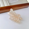 Cute beige acetate bear hair claw clip with elegant pearl embellishments for women - Orange