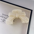 Elegante pinza para el cabello de acetato marfil con diseño de lazo hecho a mano - Blanco