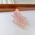 Pink bear hair claw clip in acetate with elegant pearl embellishments for women - Pink