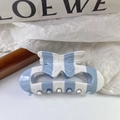Elegant blue and white striped bow hair claw clip in high-quality acetate resin - Blue & White