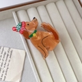 Détail d'une pince à cheveux chien de dessin animé avec bonnet de Noël sur plateau - 5# Chien à Queue Frétillante de Noël (FZ729)
