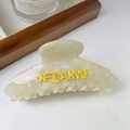 Pince à cheveux en acétate blanc crème avec lettrage Je T'aime et texture nacrée - Blanc Perle