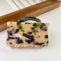 Elegante beige haarklem met luipaardprint en transparant donkergroen handvat design - 1# Licht luipaard