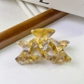 Elegante pinza per capelli in acetato con trama in marmo giallo caldo per donne - Giallo