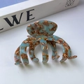 Pince à cheveux en acétate marron motif écaille avec forme ronde et fait main - Cyan