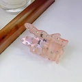 Cute pink acetate rabbit hair claw clip with rhinestones and cartoon smiley face - 1# Pink 6.5cm