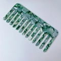 Pettine a denti larghi quadrato con motivo marmorizzato verde e crema in acetato - Verde Smeraldo