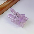 Translucent purple rabbit hair claw clip with rhinestones and cute bunny face design - Purple