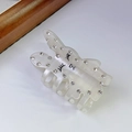 Funkelnde Strass-Hasen-Haarklammer in lichtdurchlässigem Cremeweiß aus Acetat-Finish - Weiß