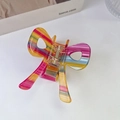 Molla per capelli a fiocco in acetato a righe arcobaleno con finitura lucida e molla - 1# Arcobaleno