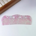 Rosafarbener und weißer Marmor-Haarkamm aus Acetat mit hohlen Herzmustern für das Styling - Stärke 3mm / 4# Rosa und Weiß