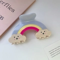 Rainbow hair claw clip with colorful acetate layers and cute smiling cloud details - 3# Large-Blue / Large