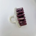 Pearlescent white acetate scalp massager brush with purple marble effect bristles - 7# Mermaid White