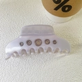 Elegant lavender acetate hair claw clip with silver ring accents for stylish women - Off-White Grey