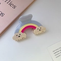 Süße Acetat Regenbogen Haarklammer in Grau Gelb und Pink mit lachenden Wolken - 7.8cm*4.5cm / Blau / Klein