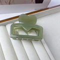 Minimalist green acetate heart hair claw clip for ponytail styling in bean green - Small - Green (5.3cm*4cm)