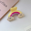 Regenbogen Haarklammer mit Macaron-Farben und lächelnden Wolken für Mädchen - 7.8cm*4.5cm / Gelb / Klein