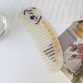 Grazioso pettine per capelli in acetato a forma di cane con ciliegie e strass - Cane (Bianco Sirena)