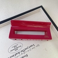 Pince à cheveux rétro en acétate rouge foncé avec motif rectangulaire et logo doré - Style Rectangle / 9.6cm