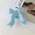 Elegant light blue butterfly hair claw clip with golden spring for half-up hairstyles - Blue