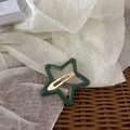 Barrette en forme d'étoile vert foncé avec clip en métal doré pour femmes et enfants - Étoile Vert