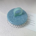Spazzola per capelli con trama in marmo blu, impugnatura ad anello e setole bianche - Circa 7cm*5,9cm / 7# Ciano