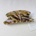 Elegant tortoiseshell acetate shark hair claw clip with colorful marble pattern - Brown Pink Marble