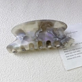 Elegant marble acetate hair claw clip with pearlescent grey and beige texture - Grey Marble
