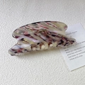 Elegant purple marble acetate hair claw clip with artistic texture for women - Purple White