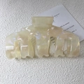 Elegant cream acetate large shark hair claw clip with pearlescent marble texture finish - Light Yellow