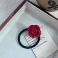 Elegante elastico per capelli con rosa rossa, fascia nera e ornamento floreale retrò - 10# Elastico per Capelli Fiore