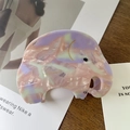 Cute elephant acetate hair claw clip with colorful marble pattern and gold logo - Pink Purple