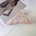 Detailed macro view of hollow butterfly hair claw with pink marble acetate texture - 5# Pink