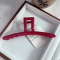 Pinza per capelli minimalista rosso scuro lucido con elegante design a croce da donna - Pinza a T Grande