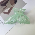 Elegante pinza per capelli a farfalla in acetato verde menta con finitura lucida effetto giada - 6# Ciano